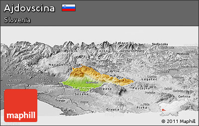 Physical Panoramic Map of Ajdovscina, desaturated