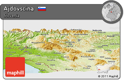 Physical Panoramic Map of Ajdovscina