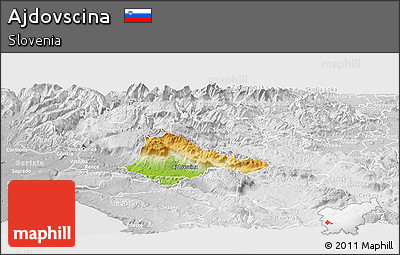 Physical Panoramic Map of Ajdovscina, lighten, desaturated