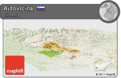 Physical Panoramic Map of Ajdovscina, lighten