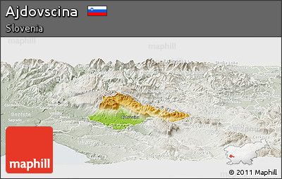 Physical Panoramic Map of Ajdovscina, lighten, semi-desaturated