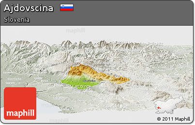 Physical Panoramic Map of Ajdovscina, lighten, semi-desaturated