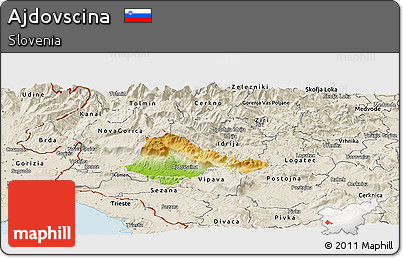 Physical Panoramic Map of Ajdovscina, shaded relief outside