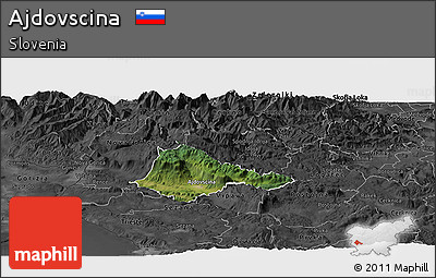 Satellite Panoramic Map of Ajdovscina, darken, desaturated