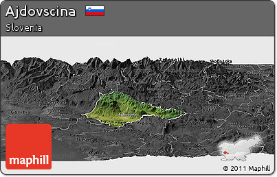 Satellite Panoramic Map of Ajdovscina, darken, desaturated