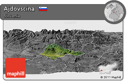 Satellite Panoramic Map of Ajdovscina, desaturated