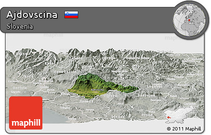 Satellite Panoramic Map of Ajdovscina, lighten, semi-desaturated