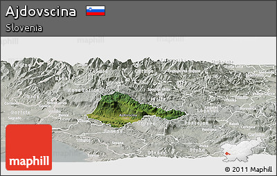 Satellite Panoramic Map of Ajdovscina, lighten, semi-desaturated