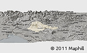 Shaded Relief Panoramic Map of Ajdovscina, darken, semi-desaturated