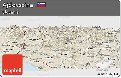 Shaded Relief Panoramic Map of Ajdovscina