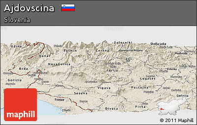 Shaded Relief Panoramic Map of Ajdovscina