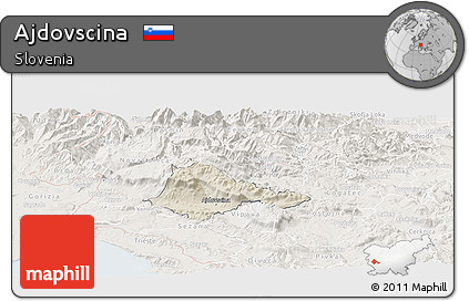 Shaded Relief Panoramic Map of Ajdovscina, lighten