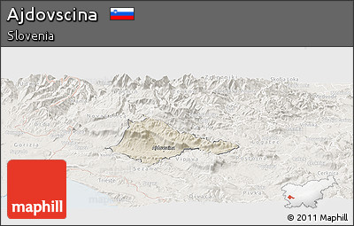 Shaded Relief Panoramic Map of Ajdovscina, lighten