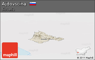 Shaded Relief Panoramic Map of Ajdovscina, single color outside