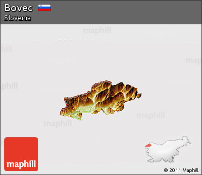 Physical 3D Map of Bovec, cropped outside