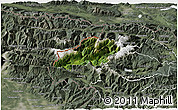 Satellite 3D Map of Bovec, semi-desaturated