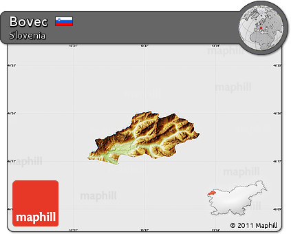 Physical Map of Bovec, single color outside