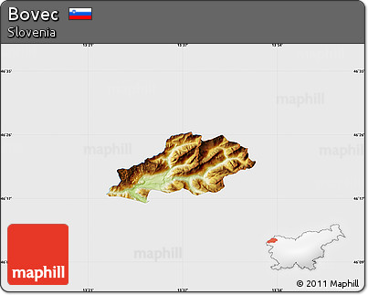 Physical Map of Bovec, single color outside