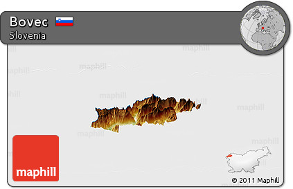 Physical Panoramic Map of Bovec, single color outside