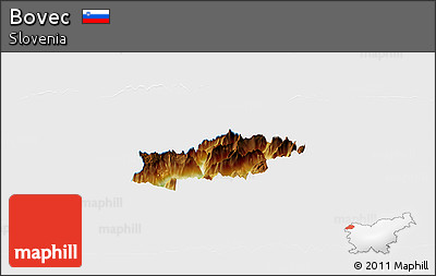 Physical Panoramic Map of Bovec, single color outside