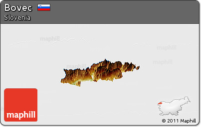 Physical Panoramic Map of Bovec, single color outside