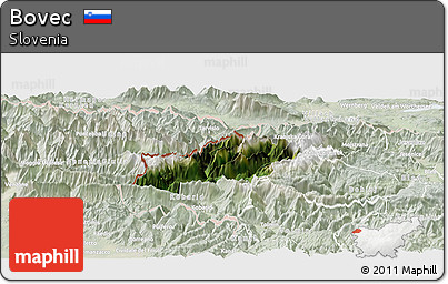 Satellite Panoramic Map of Bovec, lighten
