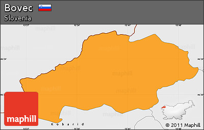 Political Simple Map of Bovec, single color outside, borders and labels