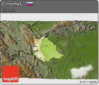 Physical 3D Map of Crnomelj, darken