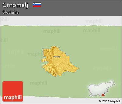 Savanna Style 3D Map of Crnomelj, single color outside