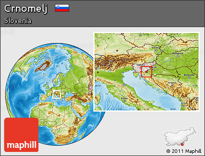Physical Location Map of Crnomelj, highlighted country