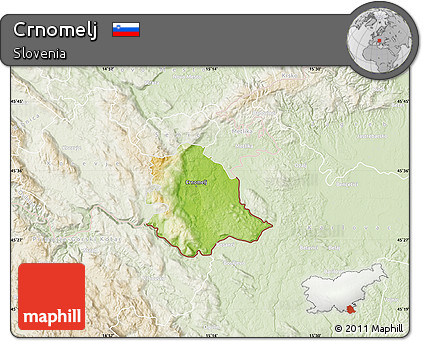 Physical Map of Crnomelj, lighten