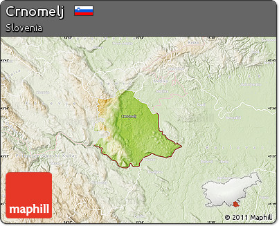 Physical Map of Crnomelj, lighten
