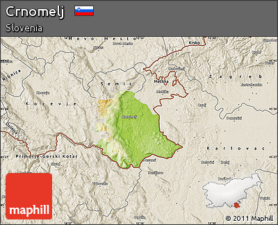 Physical Map of Crnomelj, shaded relief outside