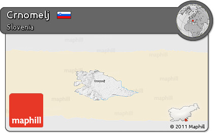 Classic Style Panoramic Map of Crnomelj, single color outside