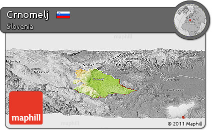 Physical Panoramic Map of Crnomelj, desaturated