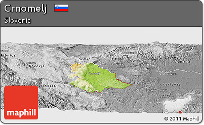 Physical Panoramic Map of Crnomelj, desaturated
