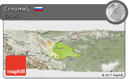 Physical Panoramic Map of Crnomelj, semi-desaturated