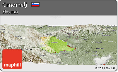 Physical Panoramic Map of Crnomelj, semi-desaturated