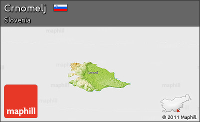 Physical Panoramic Map of Crnomelj, single color outside
