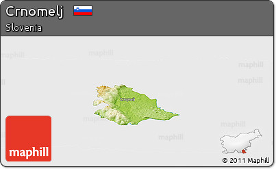 Physical Panoramic Map of Crnomelj, single color outside