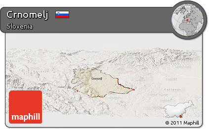 Shaded Relief Panoramic Map of Crnomelj, lighten