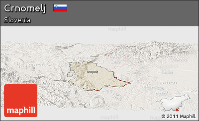 Shaded Relief Panoramic Map of Crnomelj, lighten