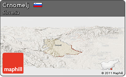 Shaded Relief Panoramic Map of Crnomelj, lighten