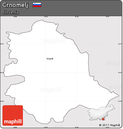 Silver Style Simple Map of Crnomelj, cropped outside