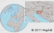 Gray Location Map of Ivancna Gorica, within the entire country