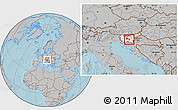 Gray Location Map of Ivancna Gorica, highlighted country, hill shading