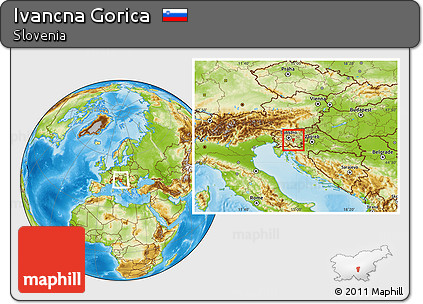 Physical Location Map of Ivancna Gorica, within the entire country