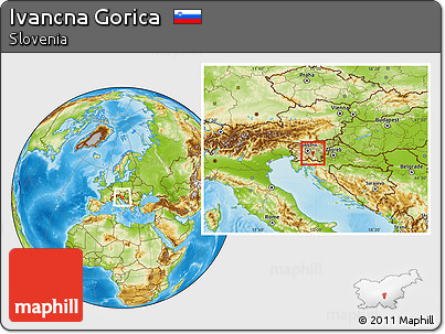Physical Location Map of Ivancna Gorica, within the entire country