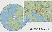 Savanna Style Location Map of Ivancna Gorica, hill shading