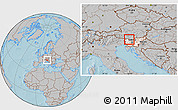 Gray Location Map of Jesenice, highlighted country, hill shading